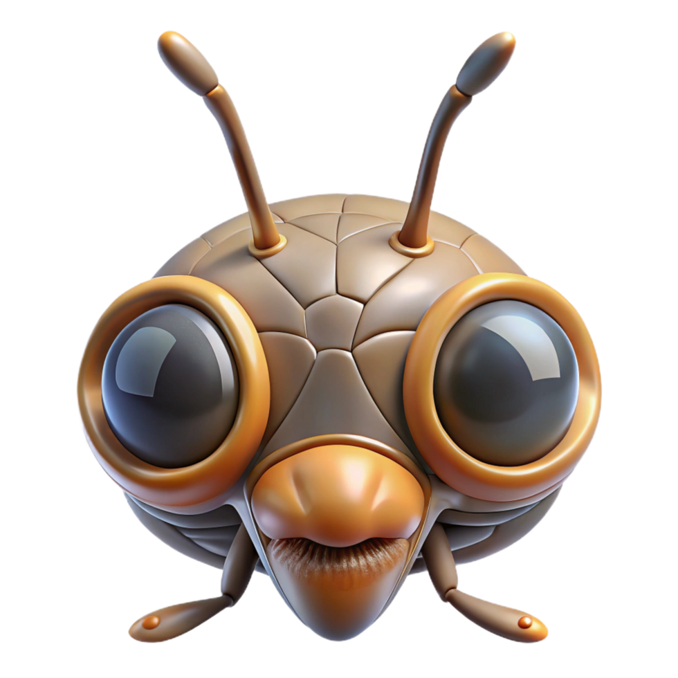exquisite organic Alien insect head with large compound eyes and mandibles NO BACKGROUND with Transparent Background. refined png