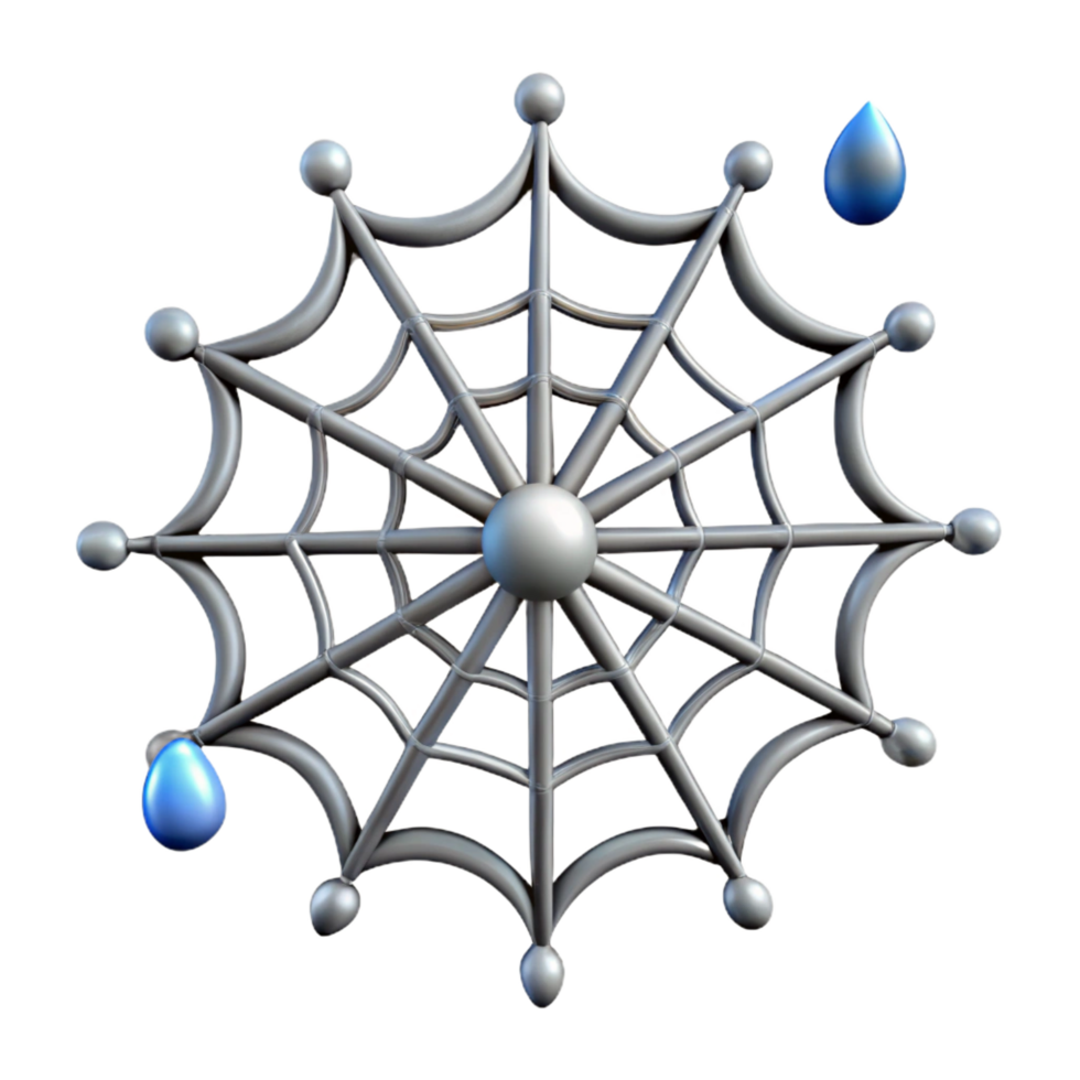 inspired abstract Spider web with dew drops NO BACKGROUND with Transparent Background. high quality png