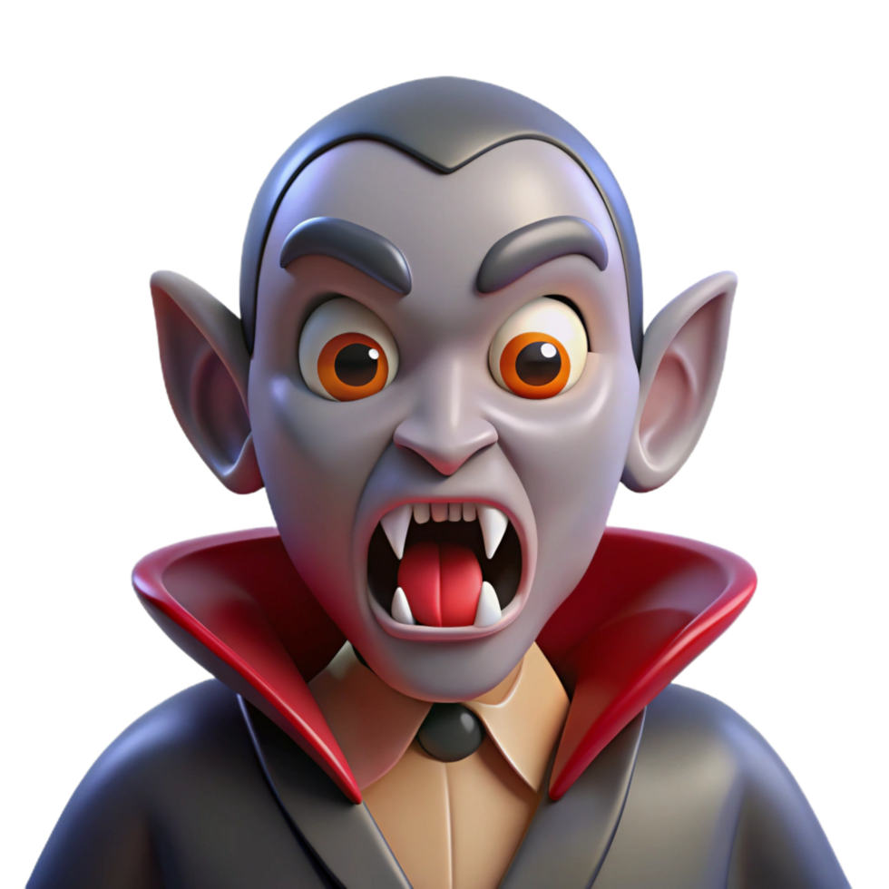 inspired vintage A sinister vampire, with fangs bared, NO BACKGROUND with Transparent Background. museum quality png