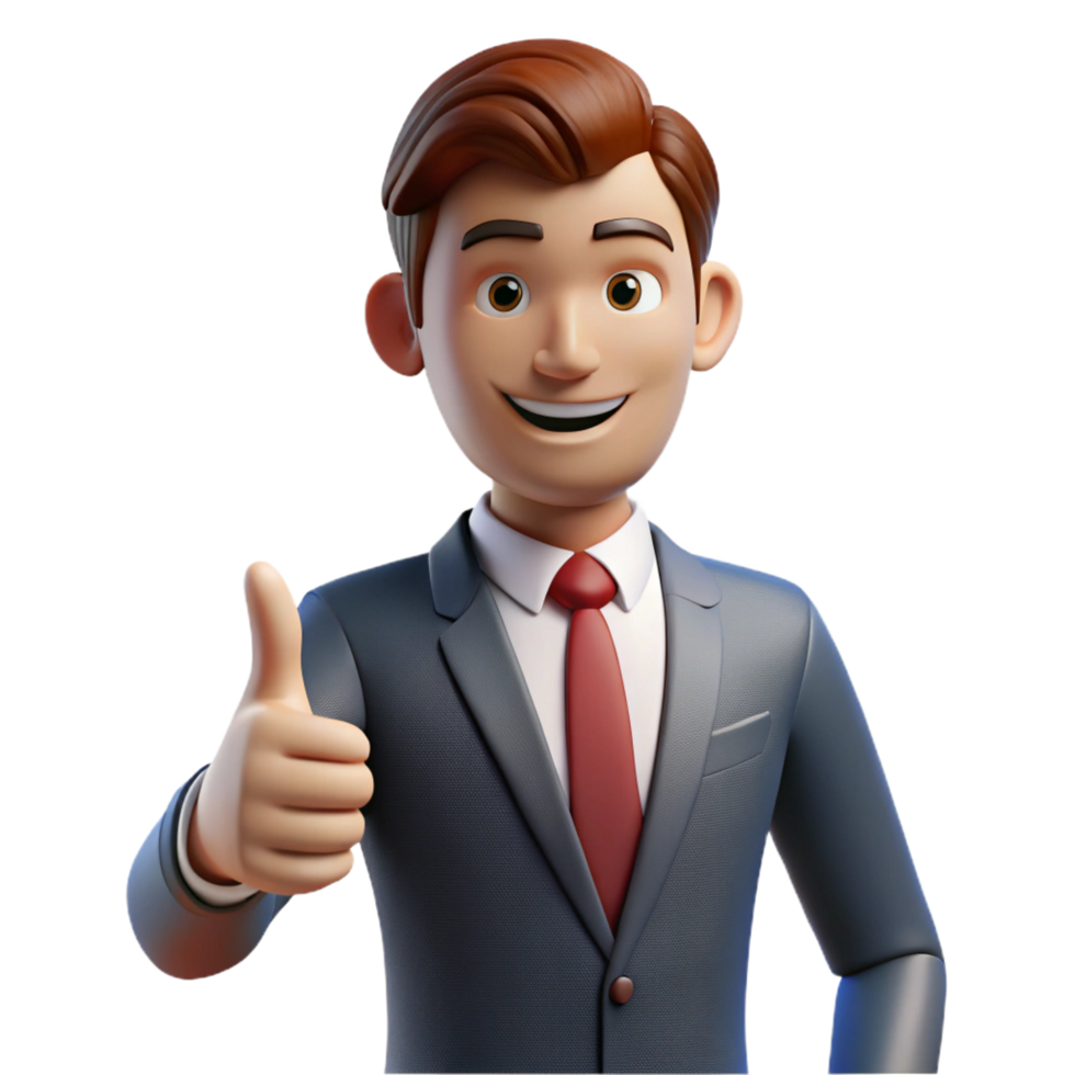 fascinating rare Businessman in a suit giving a thumbs up, NO BACKGROUND with Transparent Background. png