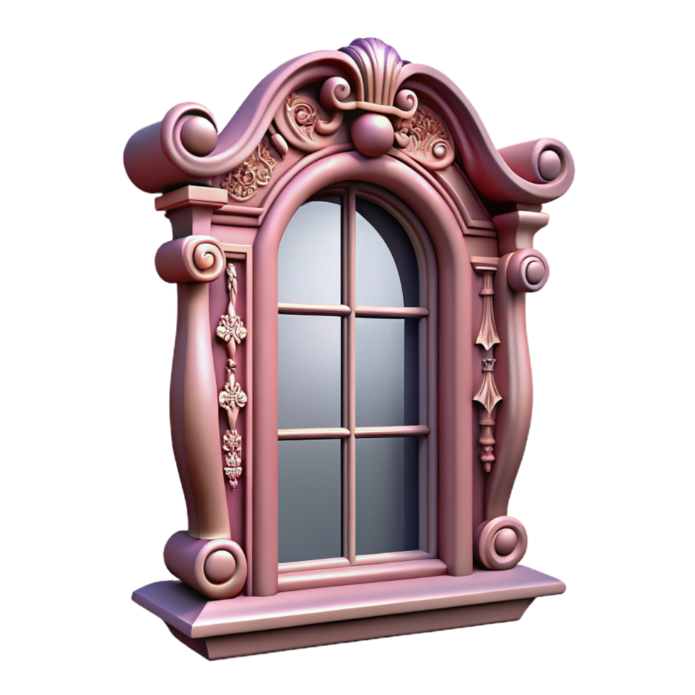 sought-after rustic Victorian window frame, intricate carvings, NO BACKGROUND with Transparent Background. top-tier png