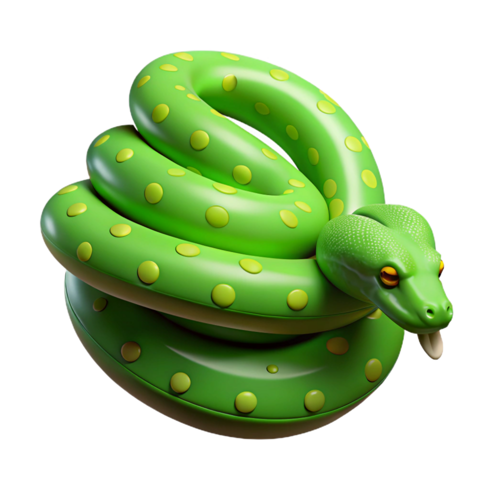 distinguished avant-garde A slithering green tree python, coiled, NO BACKGROUND with Transparent Background. high quality png