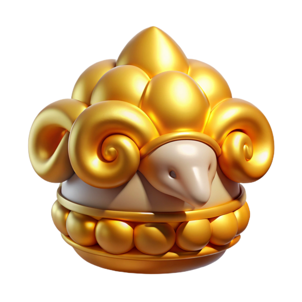 gorgeous vintage Golden Fleece, mythical object, quest item, NO BACKGROUND with Transparent Background. high quality png