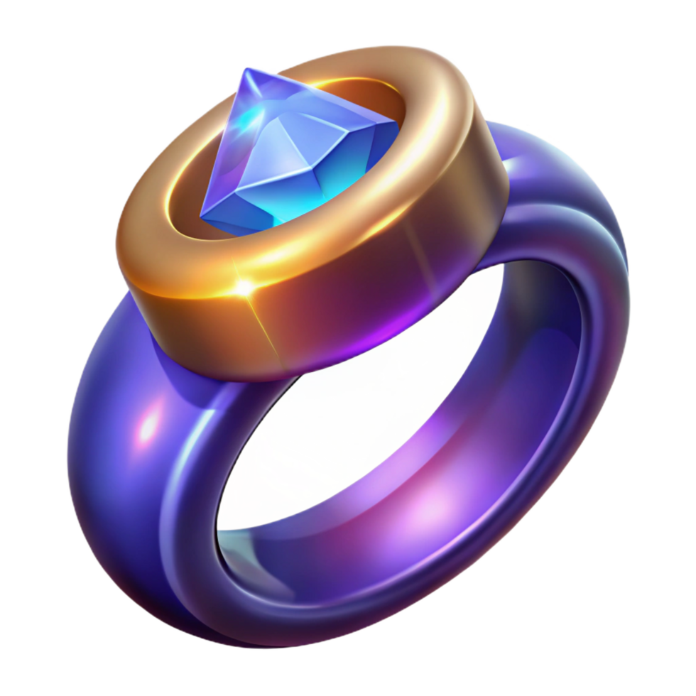 intense impressive Magical ring, glowing inscription, large gemstone, NO BACKGROUND with Transparent Background. elite png