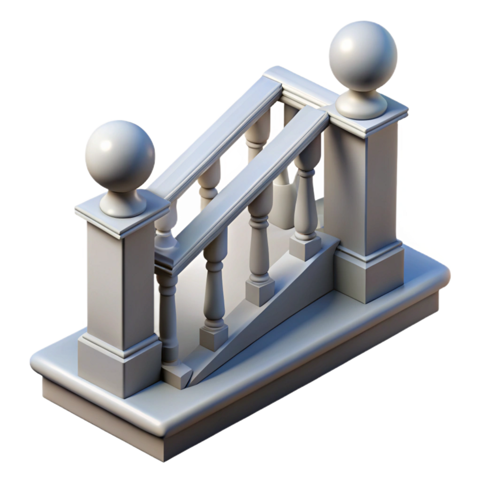 timeless coastal Sketch of a balustrade NO BACKGROUND with Transparent Background. high resolution png