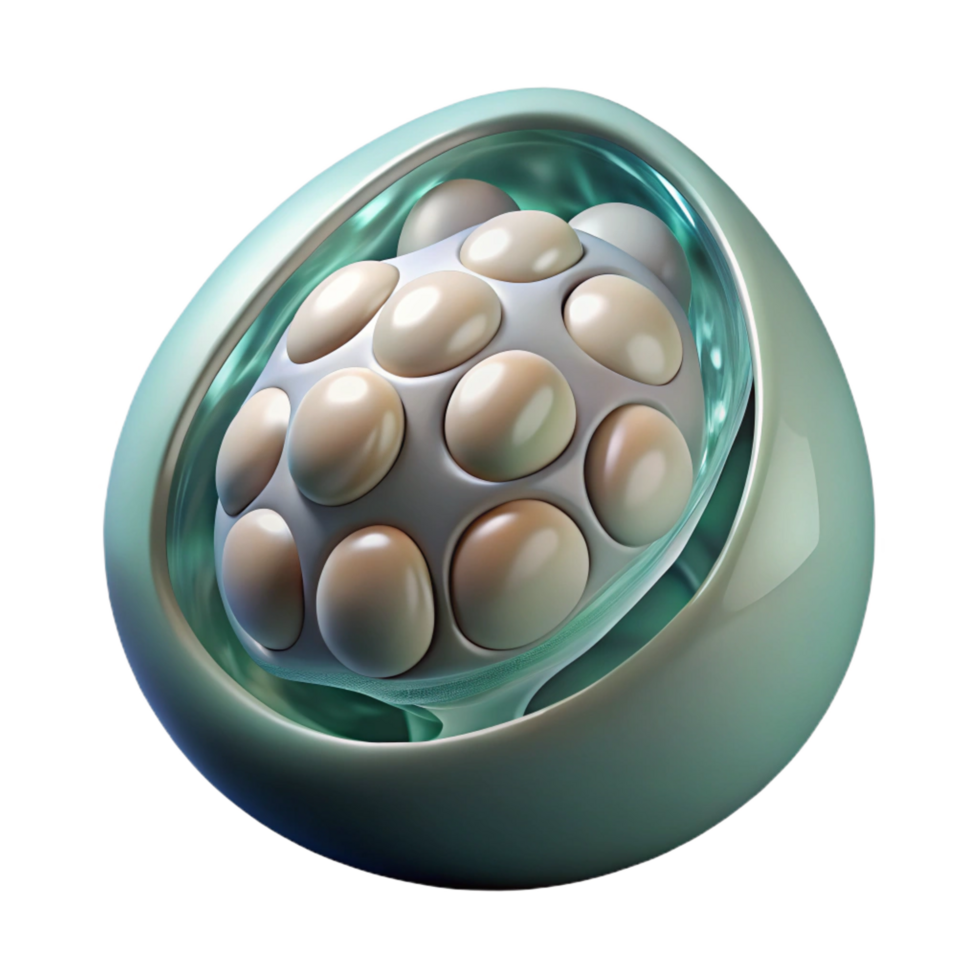 ethereal radiant Alien egg sac with translucent membrane and visible embryos NO BACKGROUND with Transparent Background. detailed png