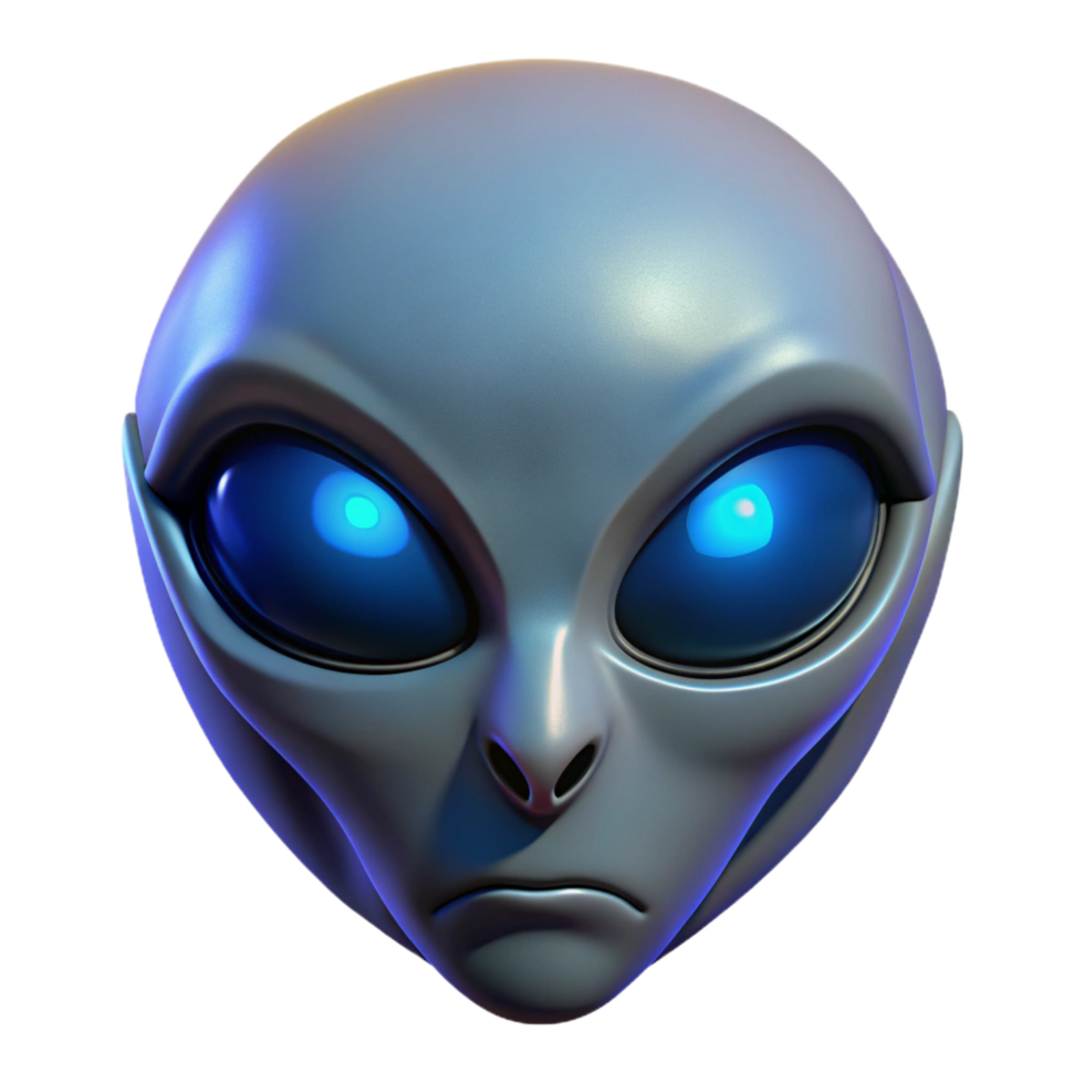 impressive energetic renaissance Alien mask with glowing eyes. NO BACKGROUND with Transparent Background. refined png