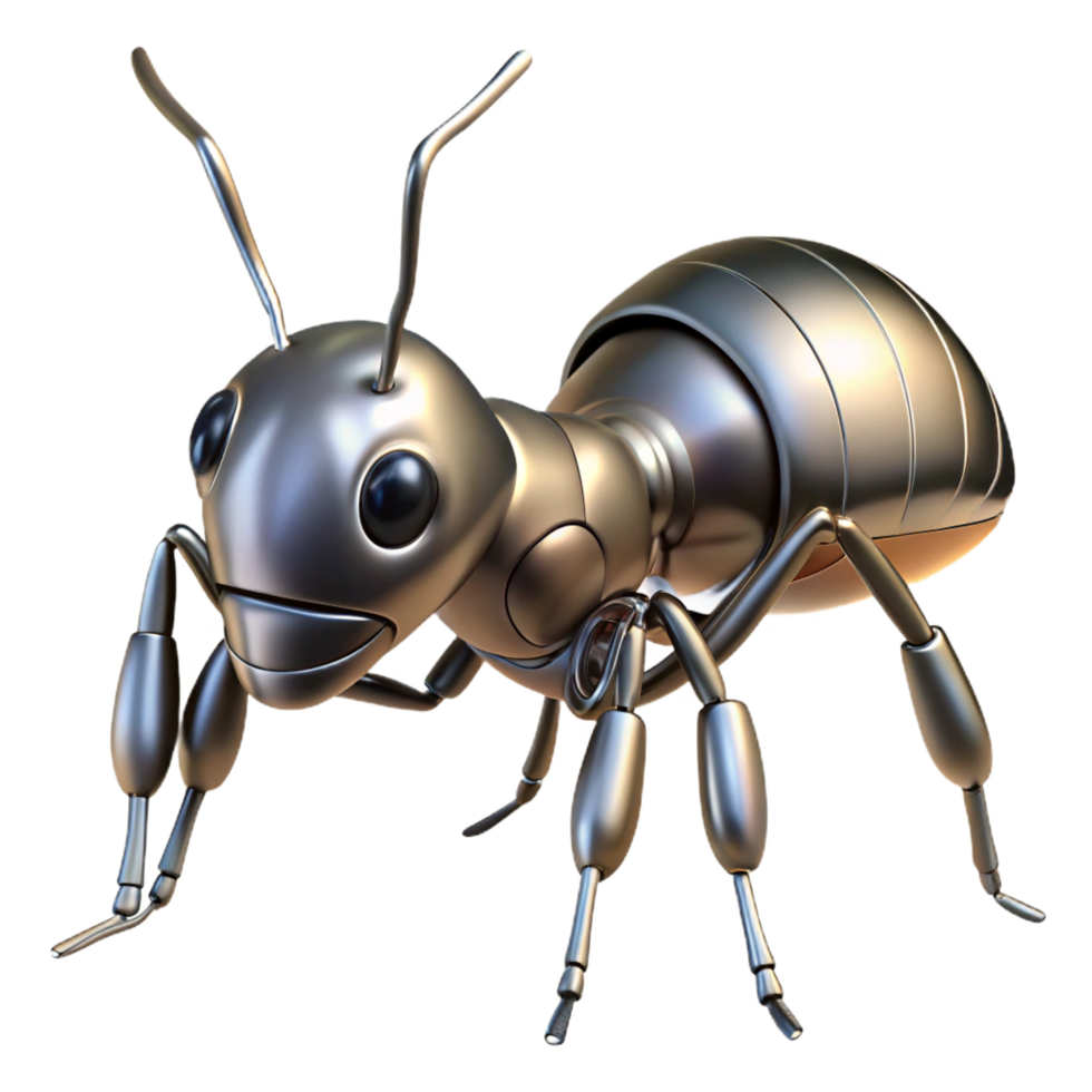 sumptuous distinguished Robotic ant with metallic mandibles. NO BACKGROUND with Transparent Background. png