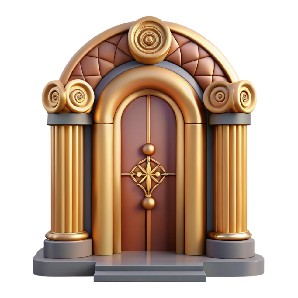 breathtaking nordic Art Deco doorway, ornate details, NO BACKGROUND with Transparent Background. top-tier png