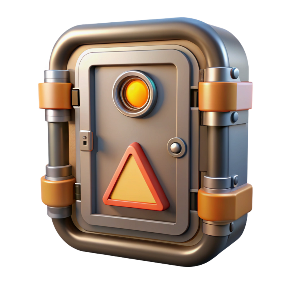 harmonious impressive Spaceship door, airtight seal, warning lights, metallic frame. NO BACKGROUND with Transparent Background. top-tier png