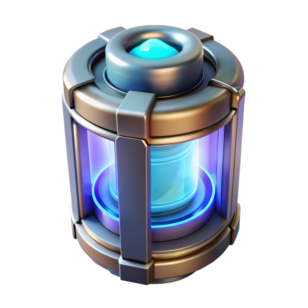 sought-after elegant Futuristic power cell with glowing core NO BACKGROUND with Transparent Background. detailed png