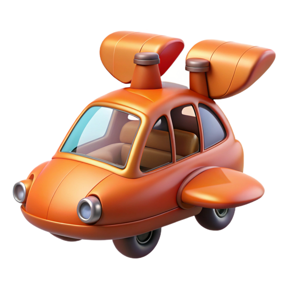 radiant bold victorian Flying car with retractable wings, NO BACKGROUND with Transparent Background. authentic png