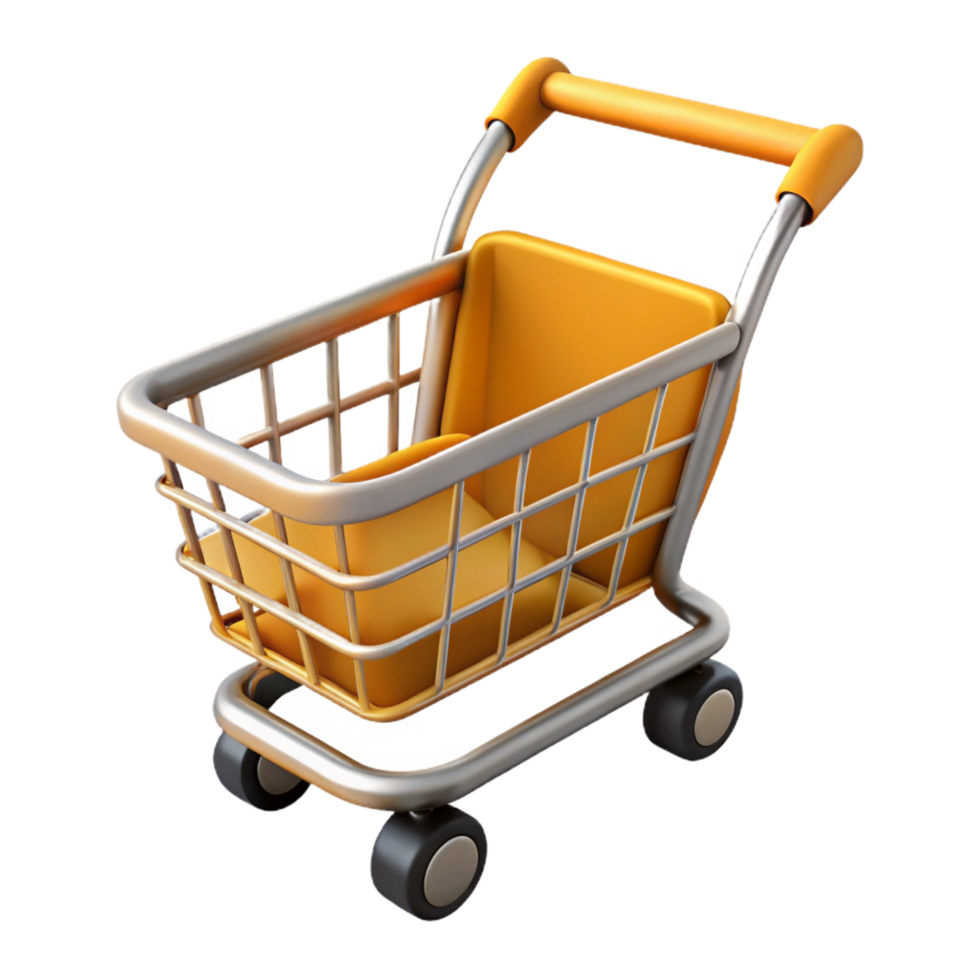 romantic exquisite A shopping cart, empty, NO BACKGROUND with Transparent Background. high quality png