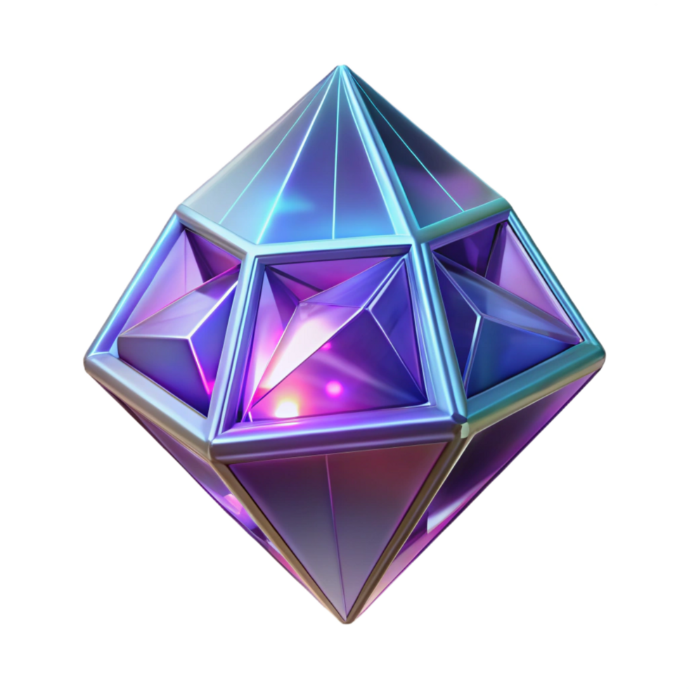 harmonious stunning Alien crystal, glowing, multifaceted, floating, NO BACKGROUND with Transparent Background. precision png