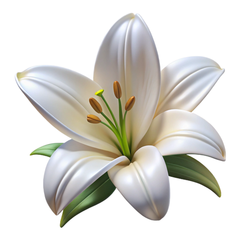 extraordinary art deco Lily flower, white NO BACKGROUND with Transparent Background. studio quality png
