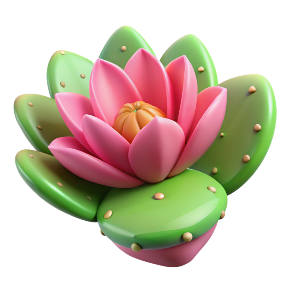 stunning dynamic abstract Cactus flower, blooming NO BACKGROUND with Transparent Background. flawless png
