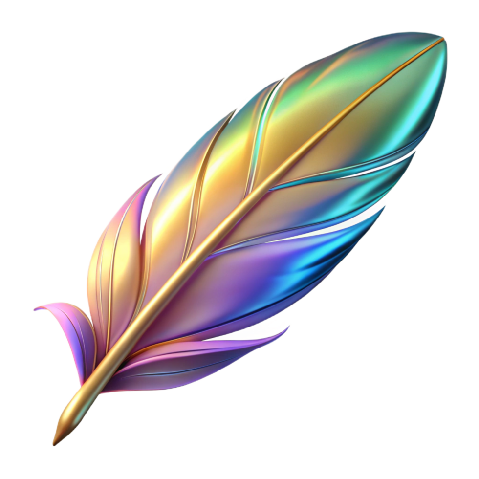 ethereal immaculate A stylized griffin feather, with iridescent colors. NO BACKGROUND with Transparent Background. original png