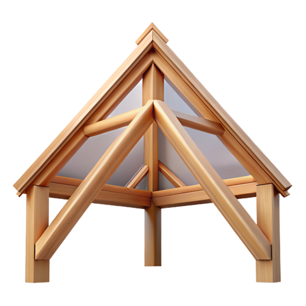 exquisite intense industrial Wooden roof truss NO BACKGROUND with Transparent Background. handcrafted png
