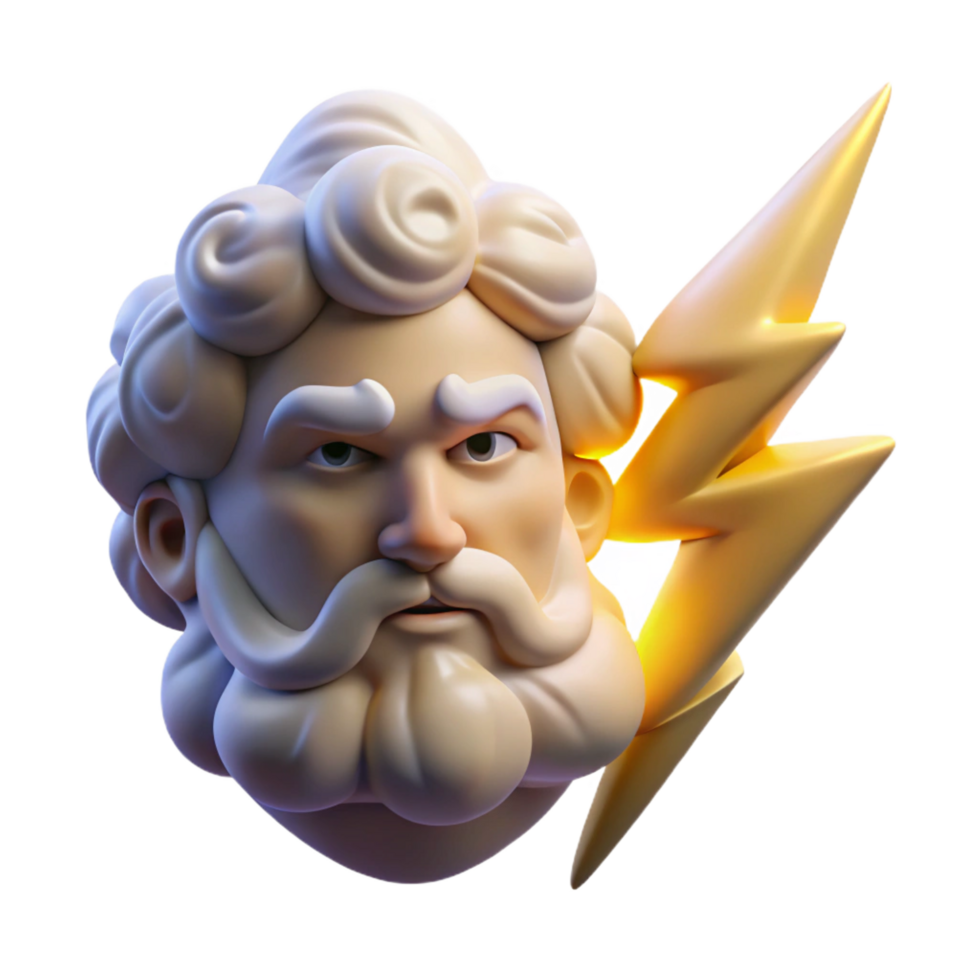 quintessential futuristic Zeus' Thunderbolt, crackling with divine energy, NO BACKGROUND with Transparent Background. exclusive png