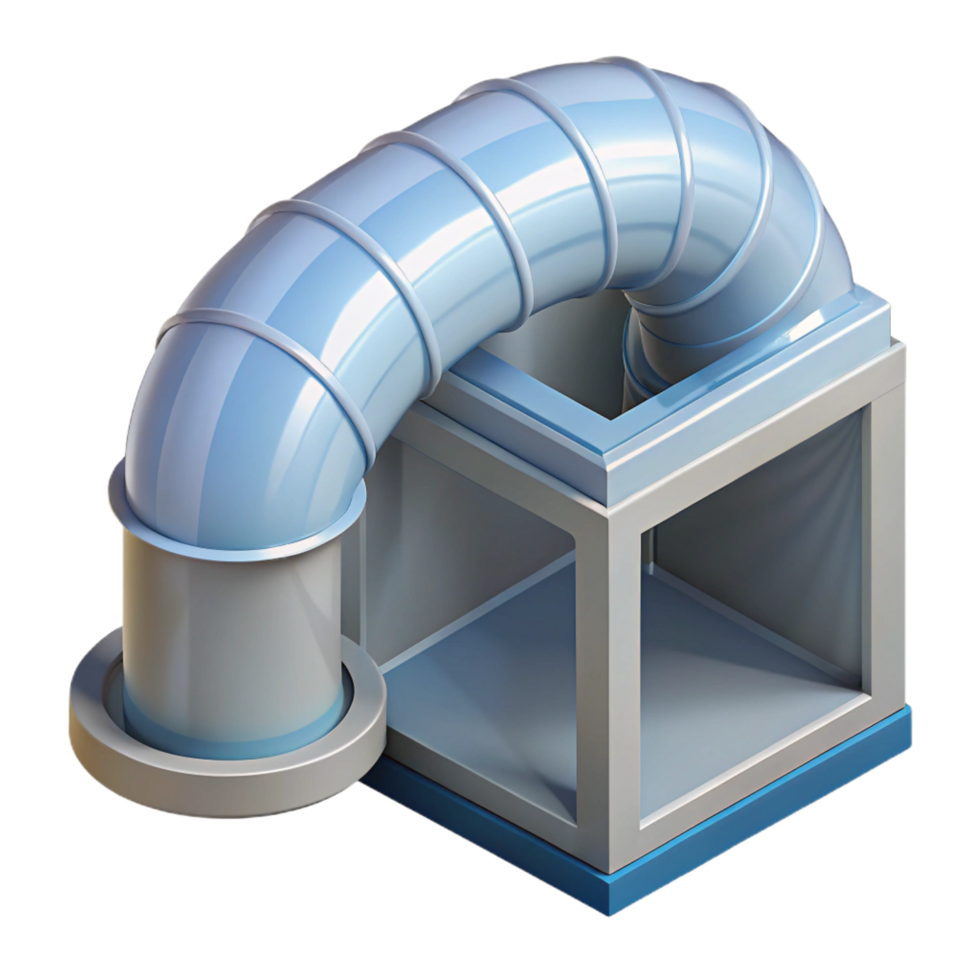 exceptional modern CAD model of a ventilation duct NO BACKGROUND with Transparent Background. sharp png