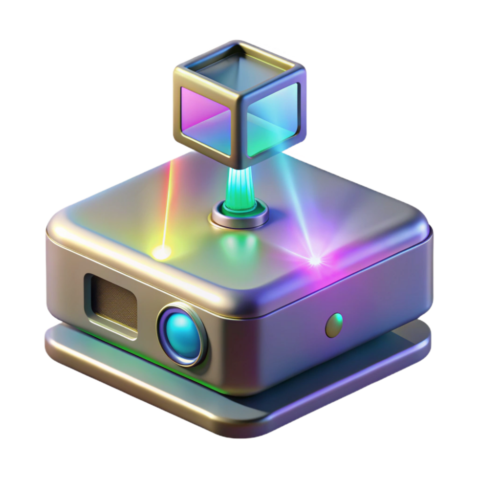 passionate sumptuous Holographic projector displaying a 3D image, NO BACKGROUND with Transparent Background. professional png