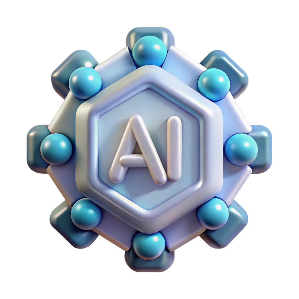 whimsical enchanting Artificial intelligence logo hologram, NO BACKGROUND with Transparent Background. handcrafted png