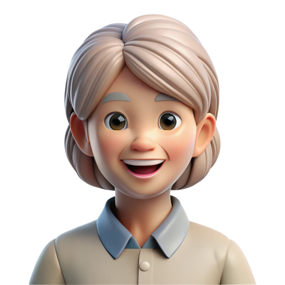 impressive inspired Senior woman smiling NO BACKGROUND with Transparent Background. png