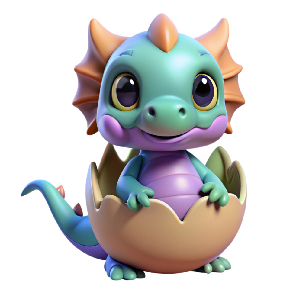 extraordinary retro A cute, cartoon-style dragon hatchling. NO BACKGROUND with Transparent Background. authentic png