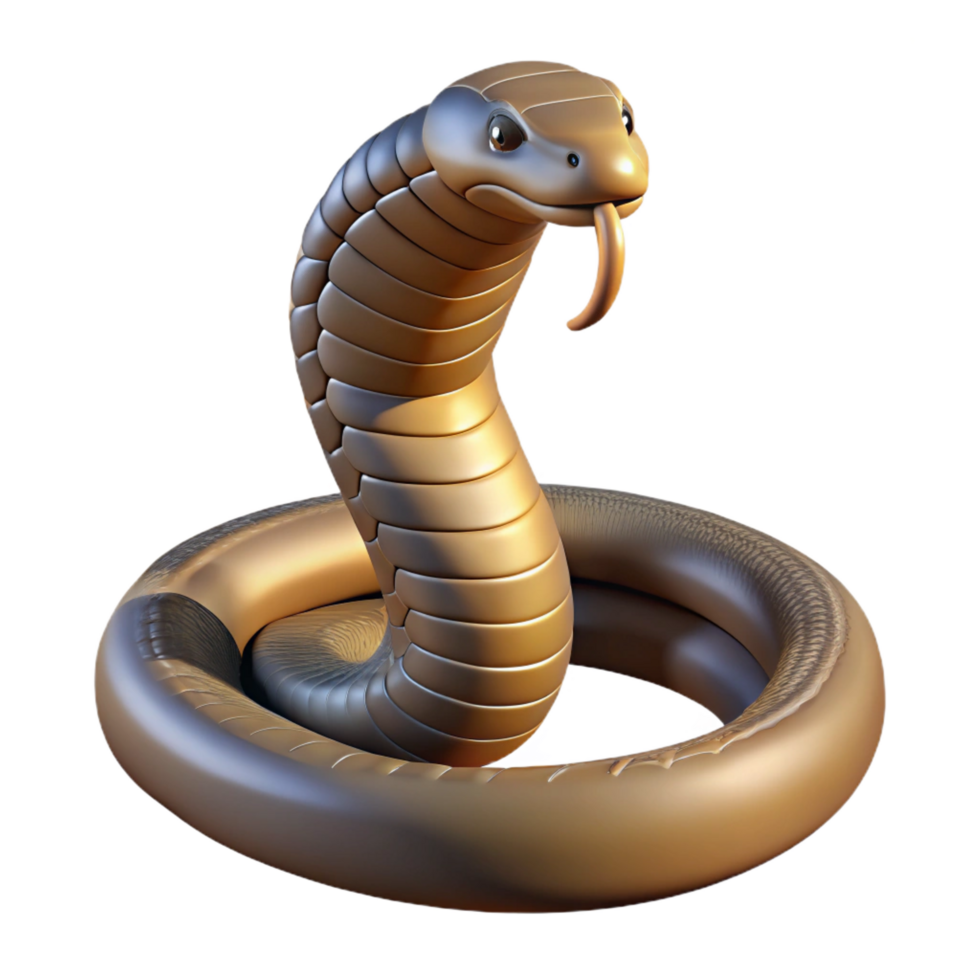 ethereal magnificent A coiled king cobra snake, NO BACKGROUND with Transparent Background. studio quality png