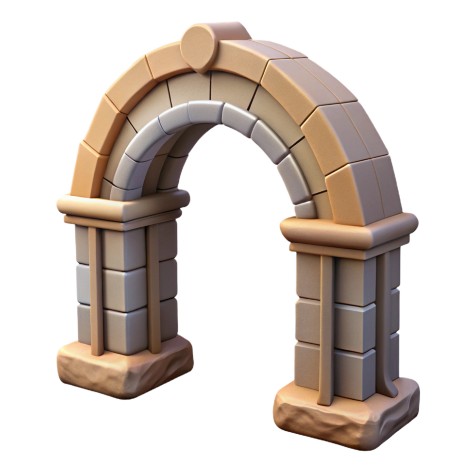 exquisite creative Stone archway, Romanesque style, NO BACKGROUND with Transparent Background. studio quality png
