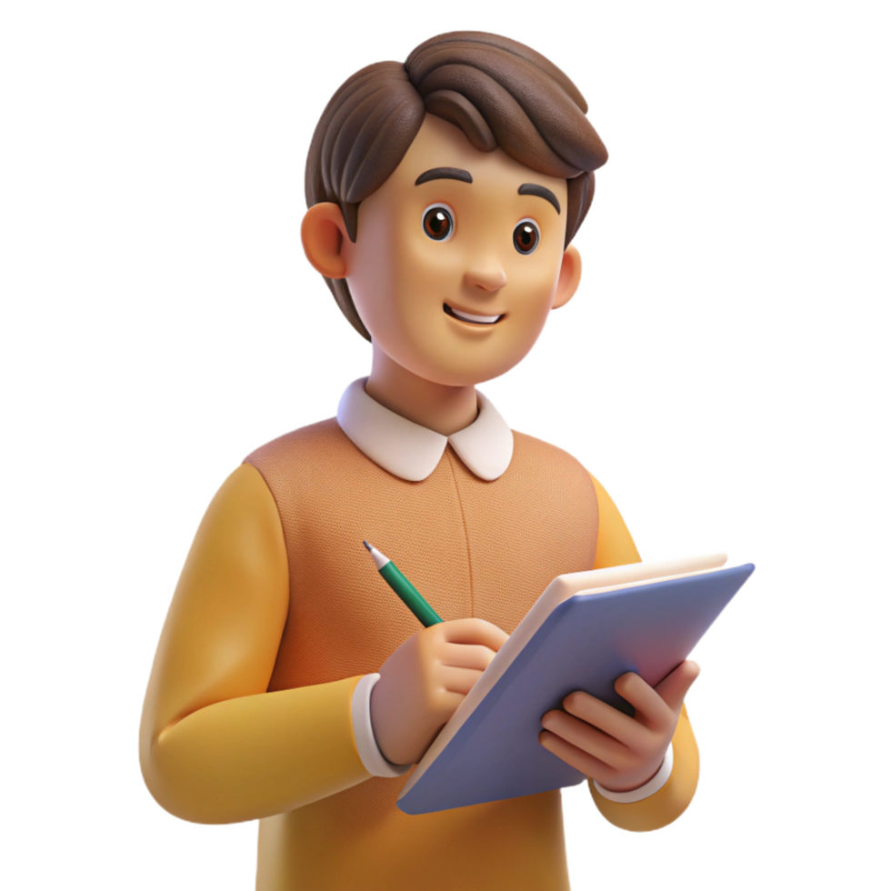 hypnotic dreamy futuristic College student writing in notebook NO BACKGROUND with Transparent Background. luxury png