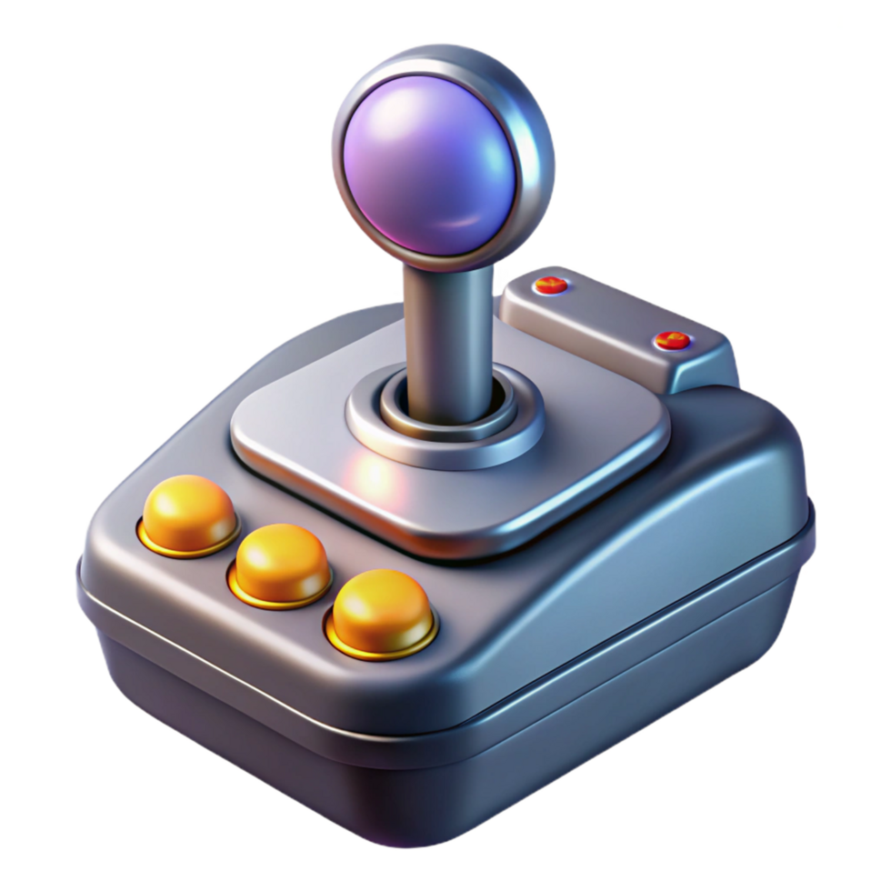 pristine memorable Spaceship control lever, ergonomic grip, illuminated buttons. NO BACKGROUND with Transparent Background. png