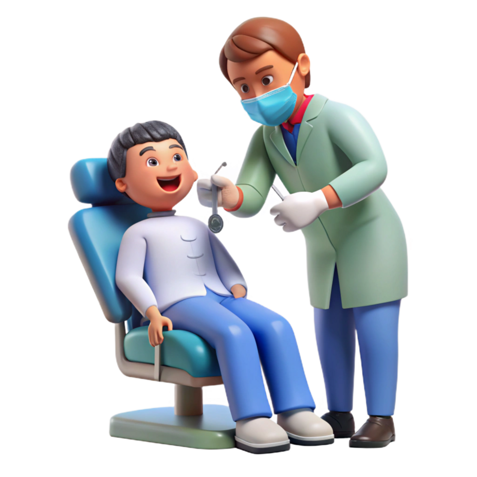 sought-after nordic Dentist examining patient NO BACKGROUND with Transparent Background. 8K png