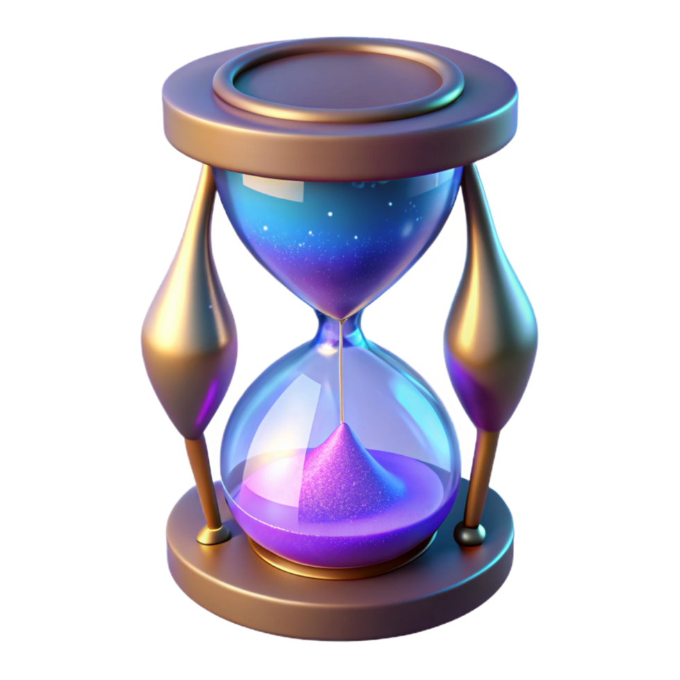iconic retro A magical hourglass with swirling, glowing sand. NO BACKGROUND with Transparent Background. high resolution png