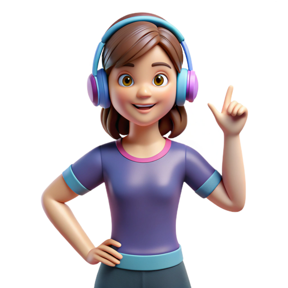 extraordinary minimalist Teenage girl listening to music NO BACKGROUND with Transparent Background. flawless png