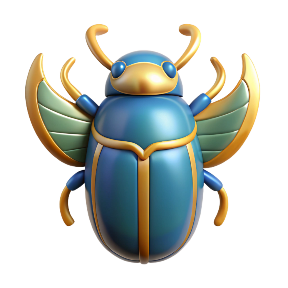 splendid memorable Scarab beetle, Egyptian symbol of rebirth, NO BACKGROUND with Transparent Background. png