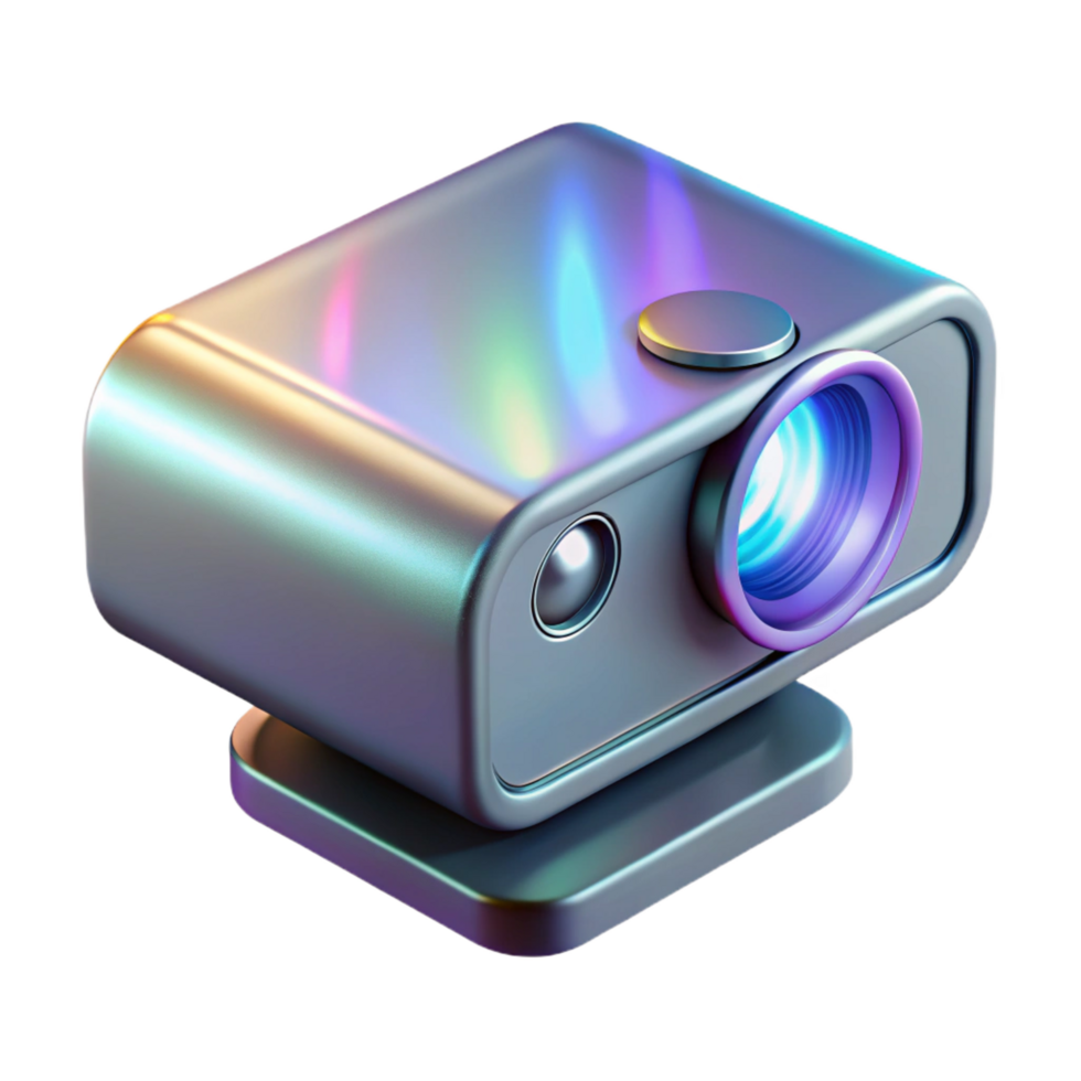 playful gorgeous Holographic projector with a rotating lens. NO BACKGROUND with Transparent Background. expertly shot png