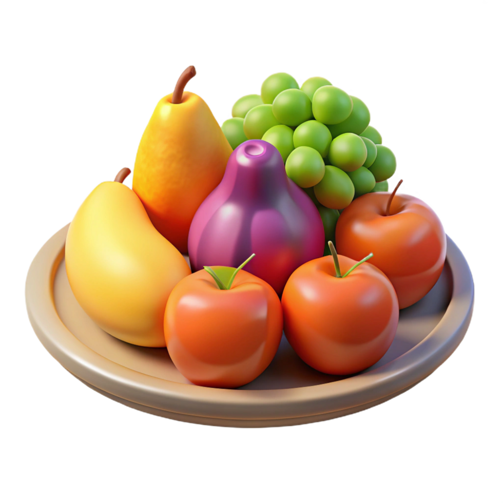 enchanting signature Plate of assorted fruits, NO BACKGROUND with Transparent Background. png