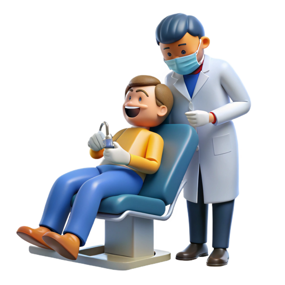 intense sumptuous Dentist examining patient NO BACKGROUND with Transparent Background. detailed png