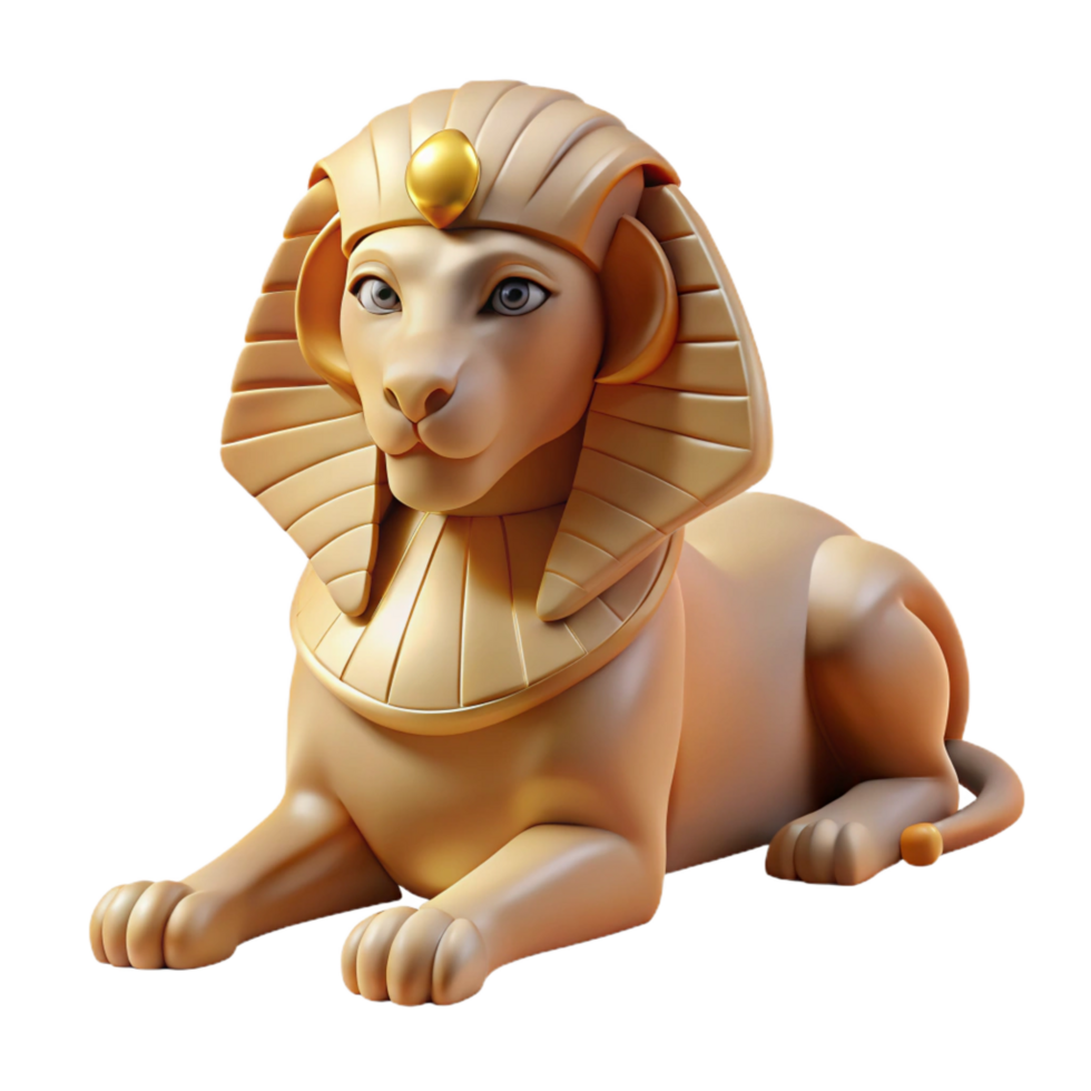 glorious playful elegant A Sphinx, enigmatic creature with lion body and human head, NO BACKGROUND with Transparent Background. top-tier png