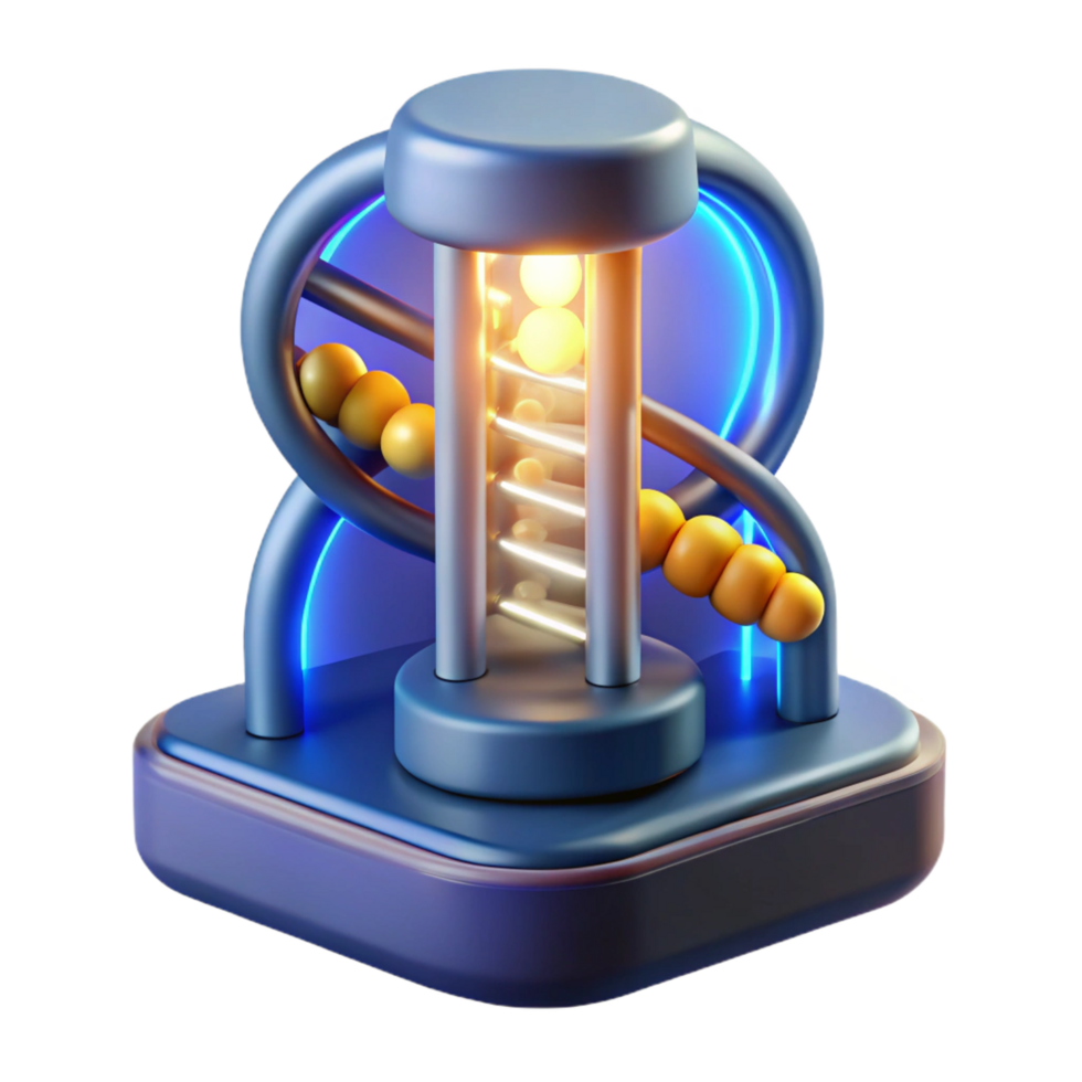 sumptuous passionate gothic Genetic sequencing device with glowing DNA strands NO BACKGROUND with Transparent Background. artisan png