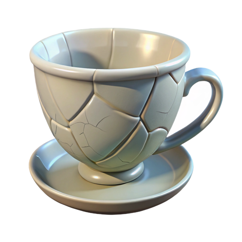 wonderful remarkable A cracked porcelain teacup, NO BACKGROUND with Transparent Background. png