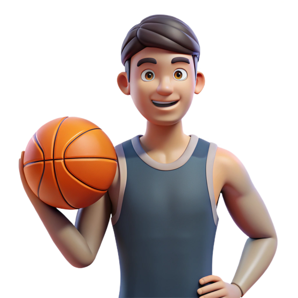 impressive passionate organic Professional athlete holding a basketball, NO BACKGROUND with Transparent Background. handcrafted png