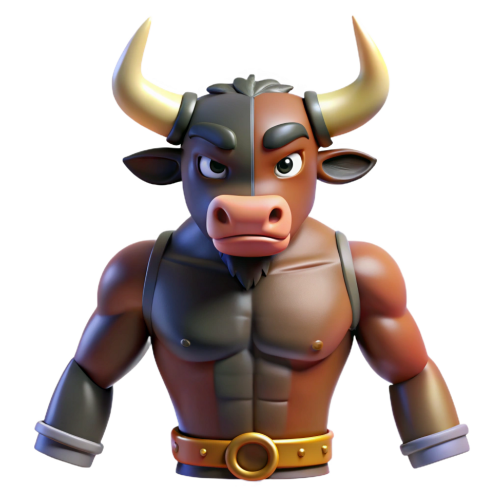 splendid celebrated Minotaur, half-bull, half-man, NO BACKGROUND with Transparent Background. png