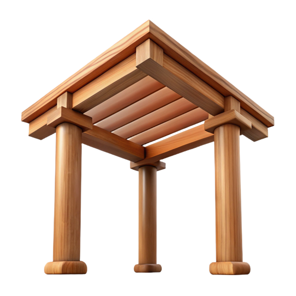 tranquil vibrant Wooden pergola beam, weathered texture, NO BACKGROUND with Transparent Background. crisp png