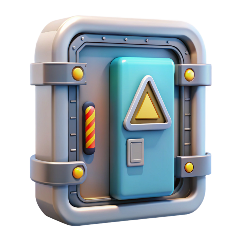 impressive tropical Spaceship airlock door with flashing warning lights. NO BACKGROUND with Transparent Background. studio quality png
