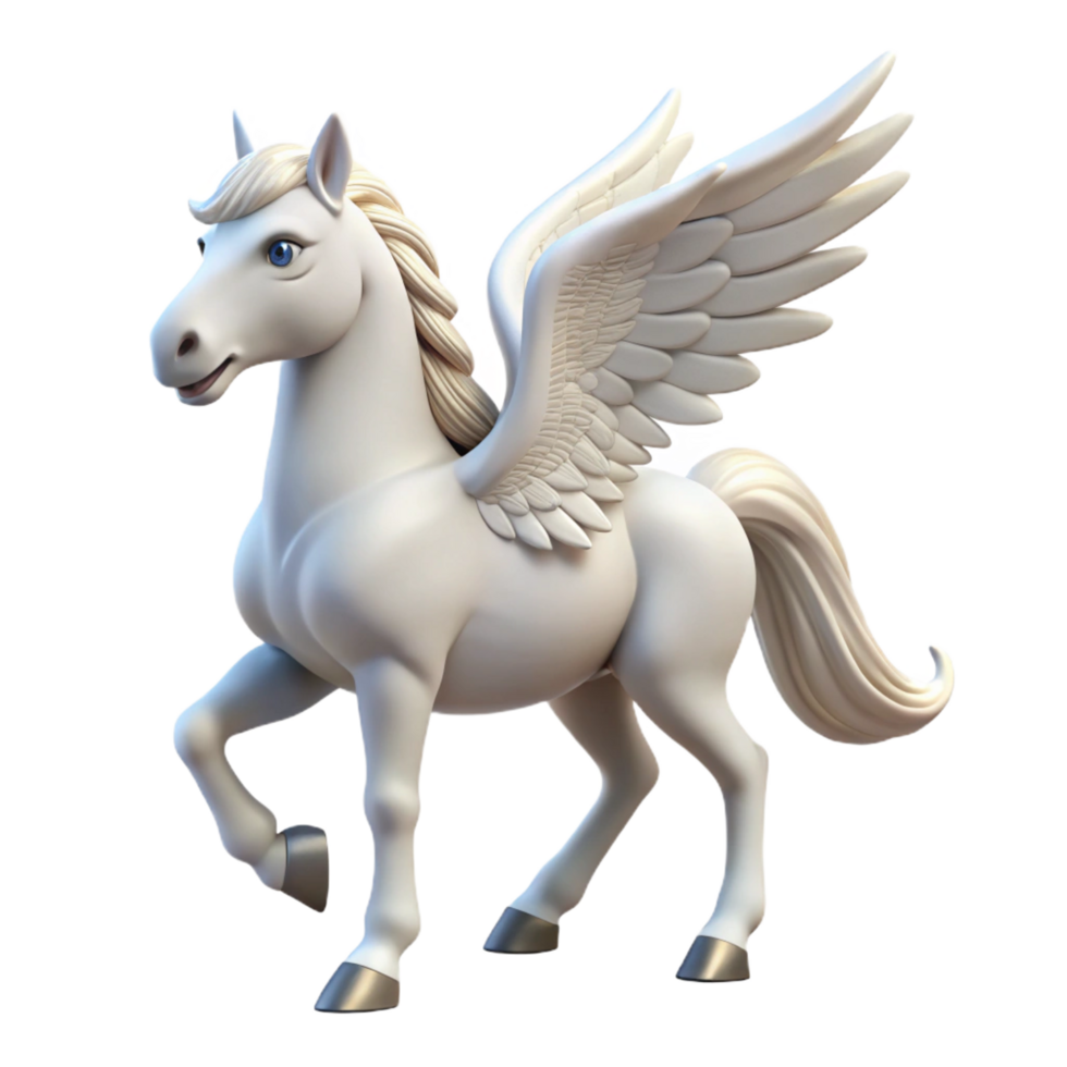 ethereal pristine Pegasus, winged horse, white coat, NO BACKGROUND with Transparent Background. masterfully captured png