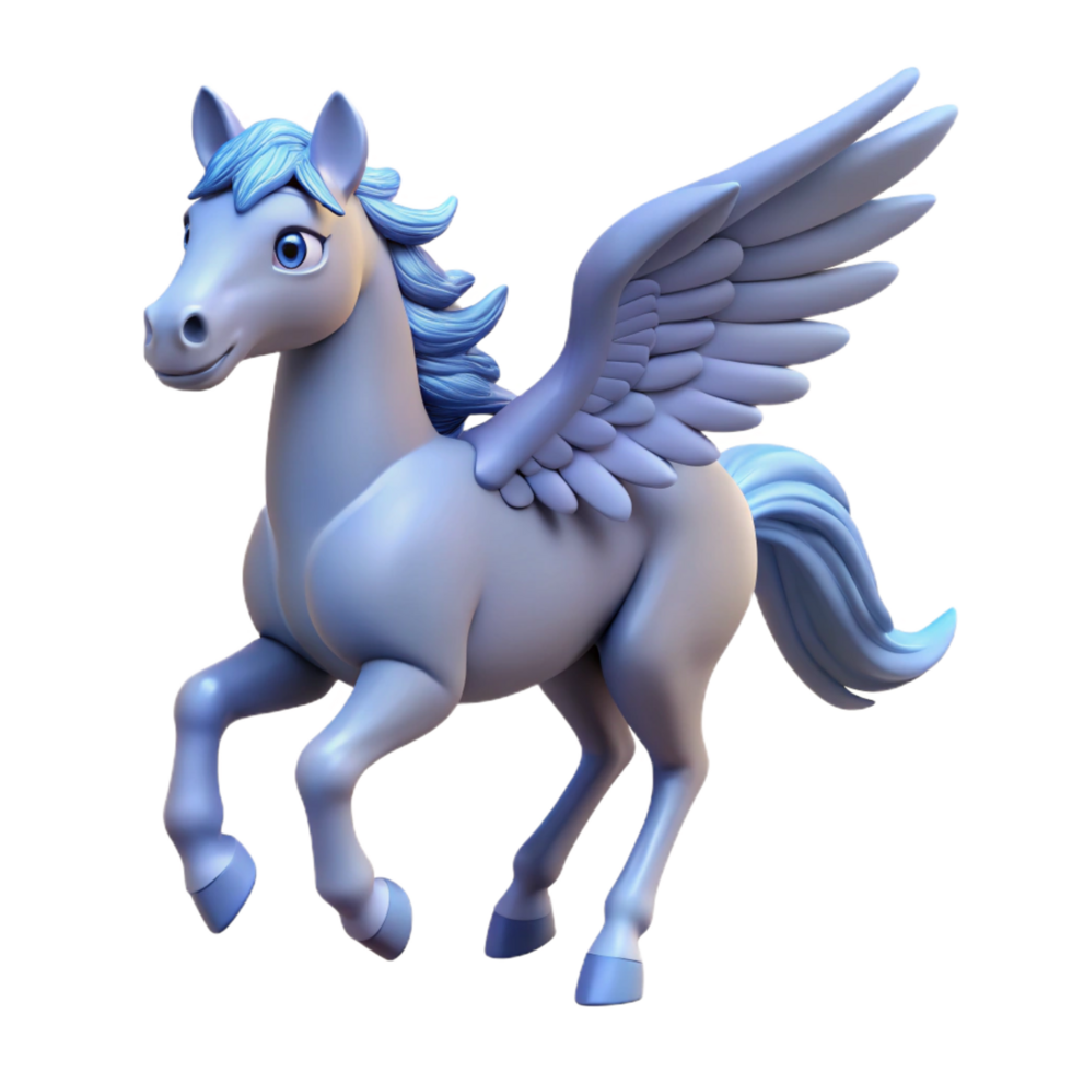 memorable renaissance Pegasus, winged horse, NO BACKGROUND with Transparent Background. precision png