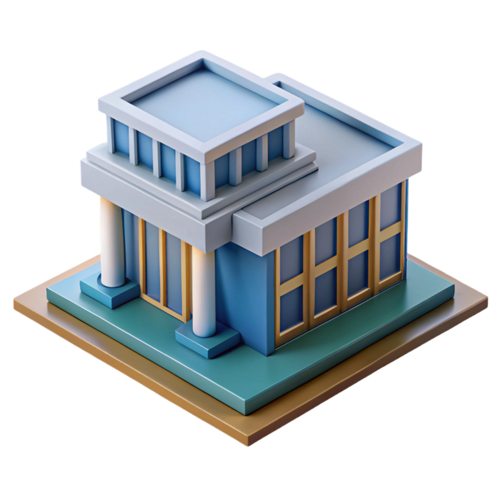 extraordinary coastal 3D architectural model, scale model, building, NO BACKGROUND with Transparent Background. handcrafted png