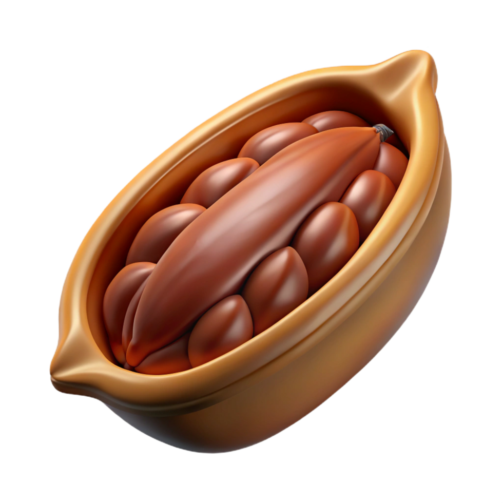 magnificent iconic Cocoa bean pod, opened NO BACKGROUND with Transparent Background. png